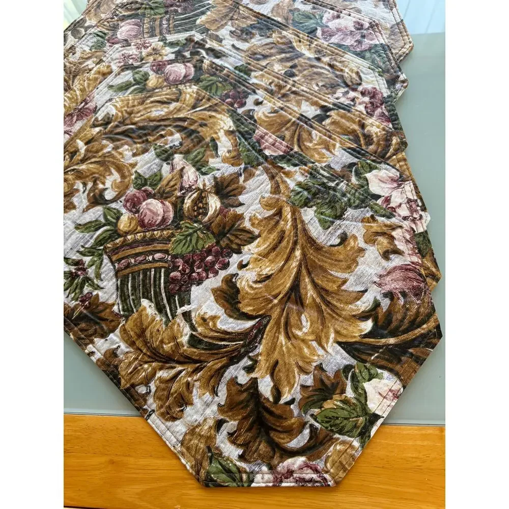 Placemats Mid Century Baroque Pattern with Gold and Rose Colors